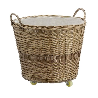 Corbeille à roulettes en osier avec doublure en jute Ronde AUBRY GASPARD