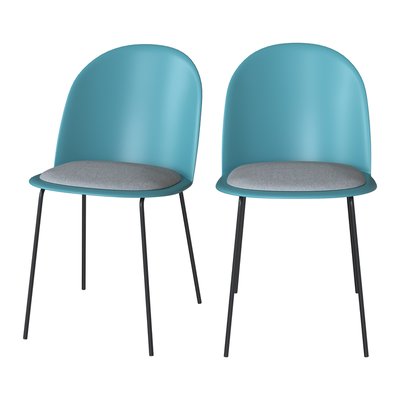 Lot de 2 chaises en plastique, tissu et pieds en métal - LULU RENDEZ-VOUS DÉCO