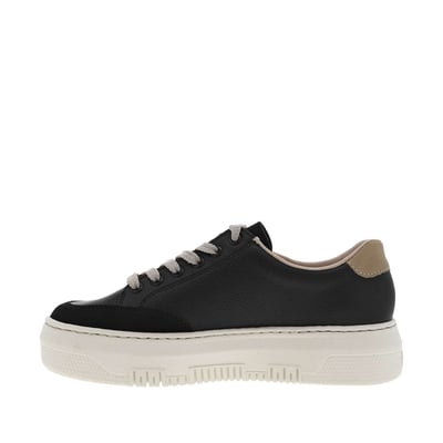 Tennis en cuir beiges à talon plateau avec des lacets et un zip latéral RIEKER