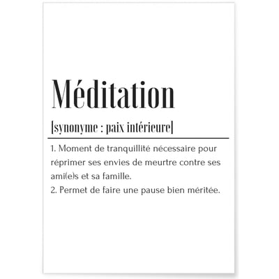 Affiche Définition Méditation L'AFFICHERIE