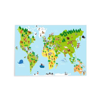 Affiche Carte du Monde Enfant L'AFFICHERIE