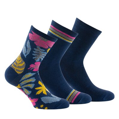 Lot de 3 paires de mi-chaussettes motif floral KINDY