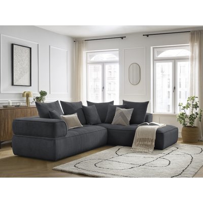 Canapé d'angle fixe 4 places en tissu lisse, WHESLEY BOBOCHIC