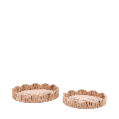 Set de 2 plateaux ronds en rotin ORNAMI