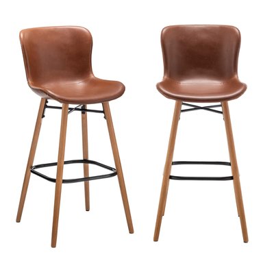 Lot de 2 chaises de bar similicuir marron L51 cm - LOFT CALICOSY