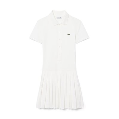 Robe courte polo, manches courtes, plissée LACOSTE