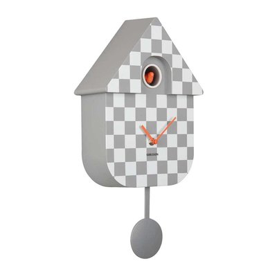 Horloge murale moderne Cuckoo Checker Bleu clair et blanc PRESENT TIME
