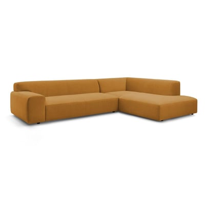 Canapé d'angle fixe 4 places en velours, LAVENA BOBOCHIC