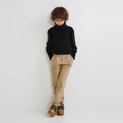 Pantalon uni à taille élastiquée, en coton BIO MONOPRIX