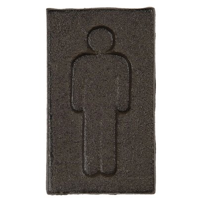 Plaque de porte WC signalétique hommes en métal marron 6x11cm WADIGA