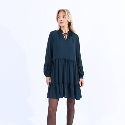 Jurk met lange mouwen en strikhals MOLLY BRACKEN