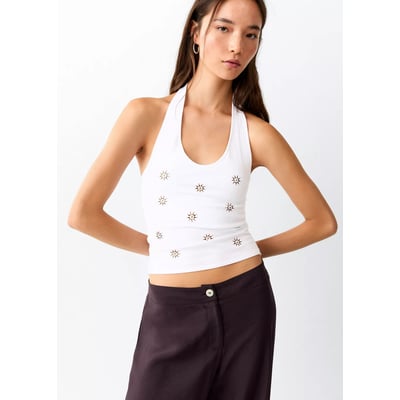 Top halter à détails métalliques MANGO TEEN