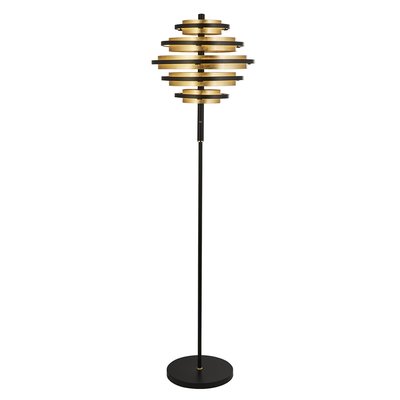 Black Metal and Gold Leaf Floor Lamp SO'HOME