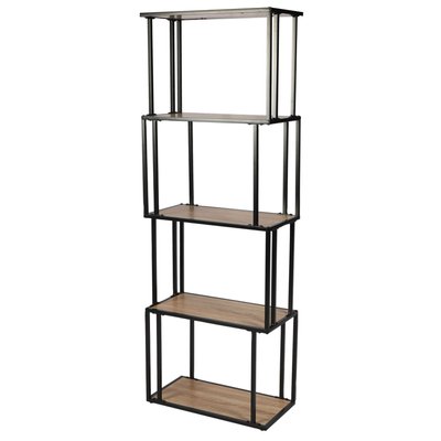 Étagère bibliothèque bois et métal noir déstructurée 60x30x170cm URBAN LIVING