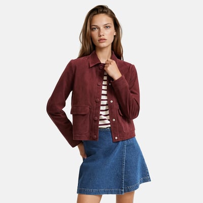 Blouson court en cuir, Signature ABELLE LA REDOUTE COLLECTIONS