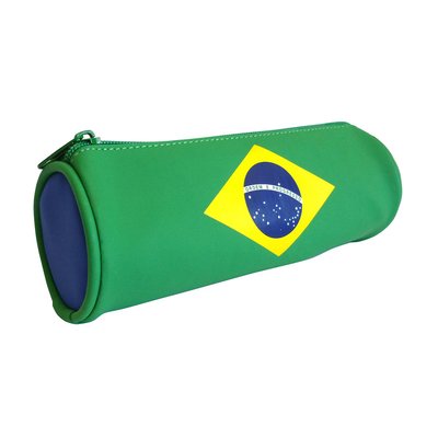 Trousse scolaire Brésil avec drapeau Brésilien - Matière soft - Fermeture zippée WORLD VIQUEL