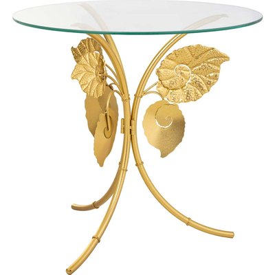 Table d appoint dorée ronde en métal et verre style élégant RECOLLECTION