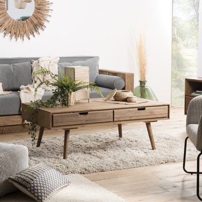 Table basse scandinave avec tiroirs en bois LIMA PIER IMPORT