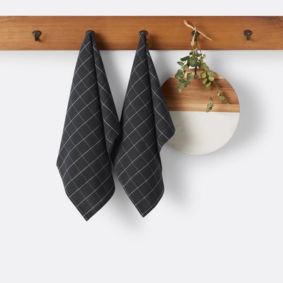 Lot de 2 torchons tissé teint coton/lin, Tissala LA REDOUTE INTERIEURS