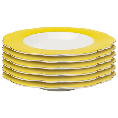 Lot de 6 assiettes creuses, HARLEQUIN KARE DESIGN