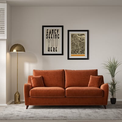 Amelia Velvet 3 Seater Sofa with Dark Wood Legs ÉDITÉ