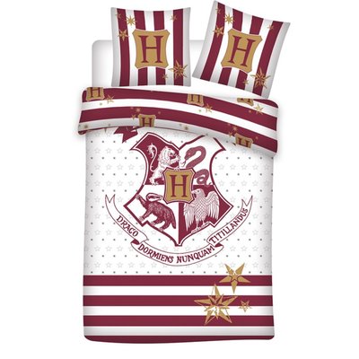 Parure de Lit Enfant Coton Bio Blanc Blason HARRY POTTER