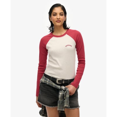 Haut de base-ball côtelé à manches longues et logo Essential SUPERDRY