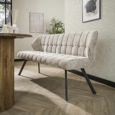 Banc de table en velours texturé sable 180 cm MELBOURNE PIER IMPORT