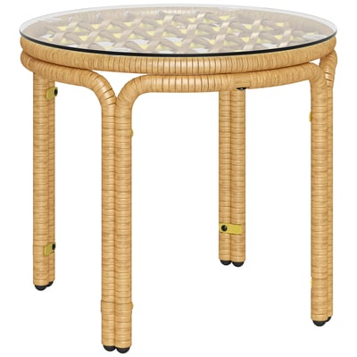 Table d'appoint en rotin Acier Jaune OUTSUNNY