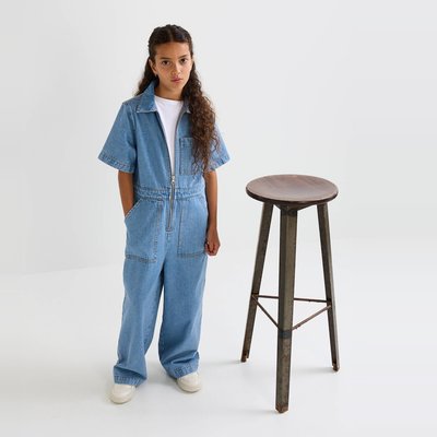 Combinaison manches courtes en jean en coton BIO MONOPRIX
