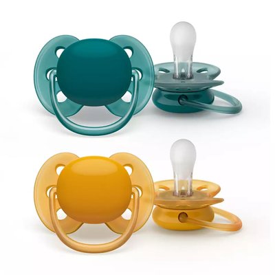 Lot de 2 sucettes Ultra douces 6/18 mois Vert/Orange 2 PHILIPS AVENT