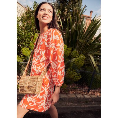 Robe courte en voile de coton biologique fleuri LA FEE MARABOUTEE