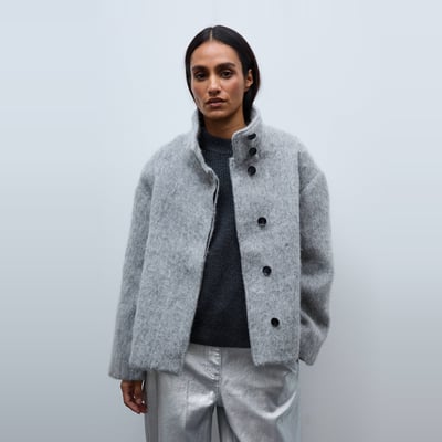 Manteau court col à montant contenant de la laine MONOPRIX