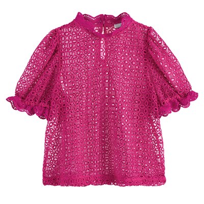 Blouse col montant, manches courtes en guipure LA REDOUTE COLLECTIONS
