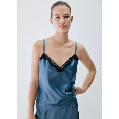 Haut en soie et dentelle contrastée MANGO