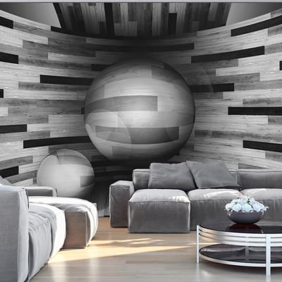 Papier peint intissé panoramique 3D et Perspective Gray sphere EDEN