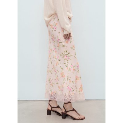Jupe fleurie avec détail en dentelle MANGO