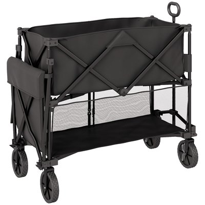 Chariot de jardin pliable multi-rangement max. 200 Kg noir OUTSUNNY