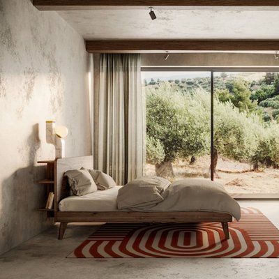 Lit en pin massif avec tête de lit fonctionnelle bois clair 160x200 - RETREAT BED  - RETREAT BED KARUP DESIGN