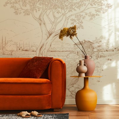 Papier peint Promenade dans les vignes, Vert 375 x 250cm ACTE DECO