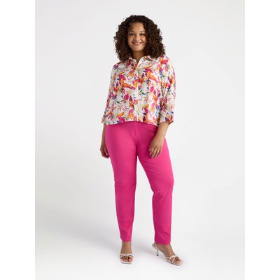 Chemise boxy en viscose imprimé Parrot & Palm, à manches trois-quarts FIORELLA RUBINO