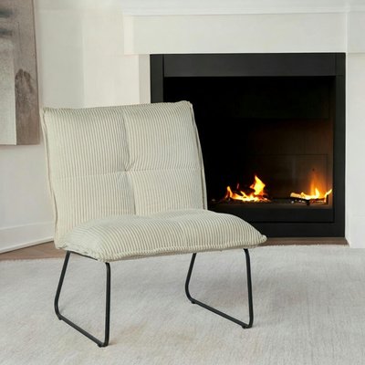 Fauteuil capitonné velours côtelé blanc MALMOE PIER IMPORT