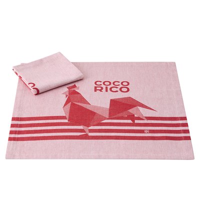 Lot de 2 serviettes en Coton, COCO-RICO LE JACQUARD FRANCAIS