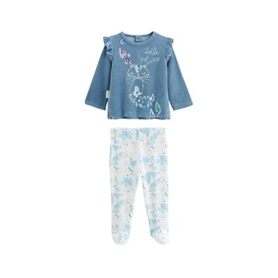 Pyjama bébé 2 pièces en velours avec pieds Polarmoon PETIT BEGUIN