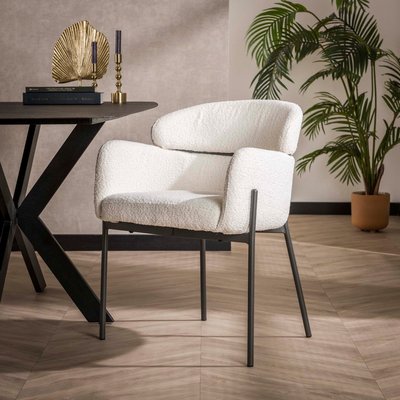 Fauteuil de table blanc en bouclette à dossier haut (lot de 2) GALWAY PIER IMPORT