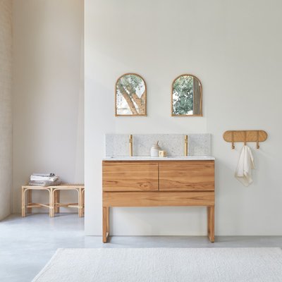 Meuble Salle de Bain en teck massif et terrazzo premium Moon 120 cm EDGAR TIKAMOON
