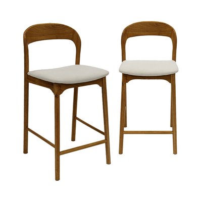 Tabouret de bar vintage bois d'hévéa et tissu 67,5cm (lot de 2) ATHENA SWEEEK