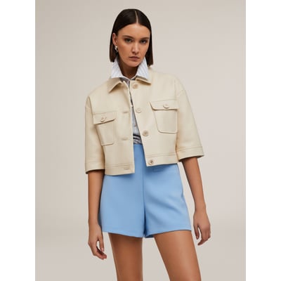 Veste cropped avec col en tissu enduit MOTIVI