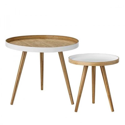 2 tables d'appoint en bois - Cappuccino BLOOMINGVILLE