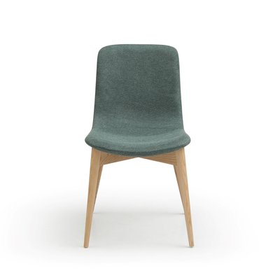 Chaise repas tissu vert pied en frêne naturel Katy ZAGO